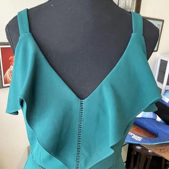 Adelyn Rea/Teal Dress/Sml/ cut out ruffle