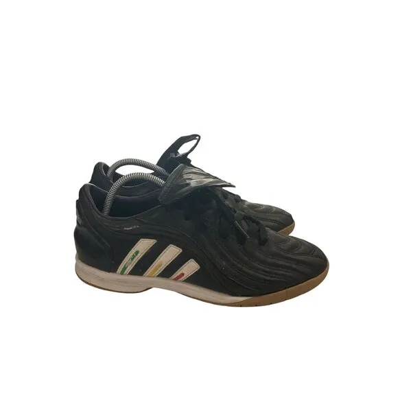 Adidas 132254 Men's Size 7 Black Leather Gum Sole Indoor Soccer sneakers Shoes