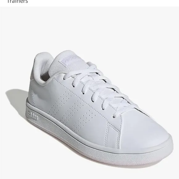 adidas Advantage Base Court Lifestyle White leather pink suede Trainers Sz 7.5