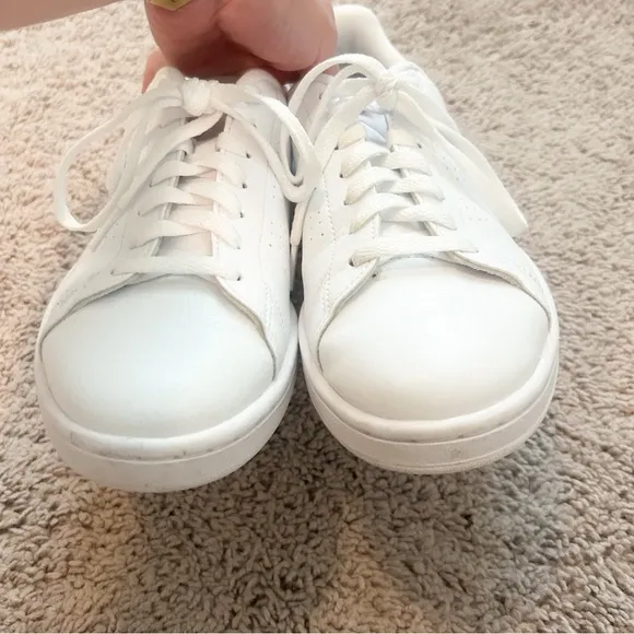 adidas Advantage Base Court Lifestyle White leather pink suede Trainers Sz 7.5