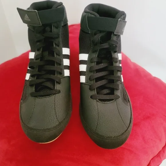 Adidas Black High-Top Sneakers with White Stripes