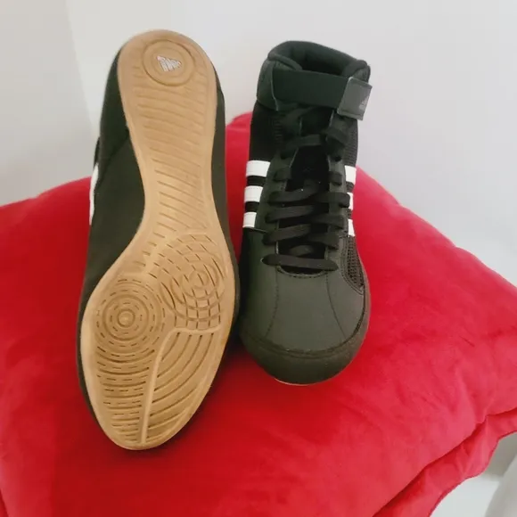 Adidas Black High-Top Sneakers with White Stripes