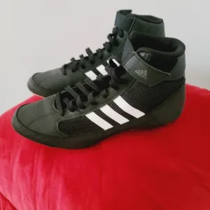 Adidas Black High-Top Sneakers with White Stripes