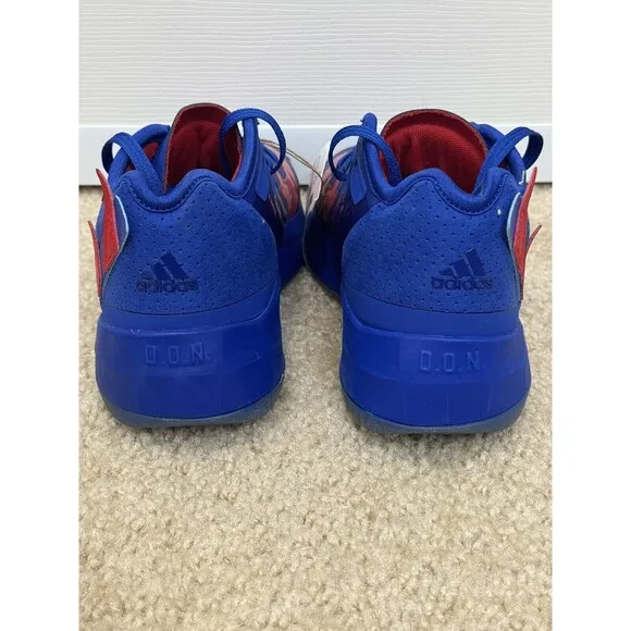 Adidas D.O.N. Issue 4 J Spiderpunk  Blue Red Basketball Shoes HR1628 Kids Size 6