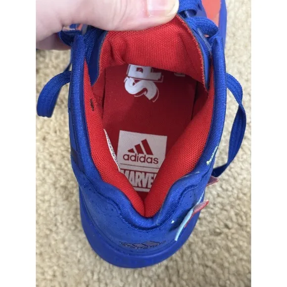 Adidas D.O.N. Issue 4 J Spiderpunk  Blue Red Basketball Shoes HR1628 Kids Size 6