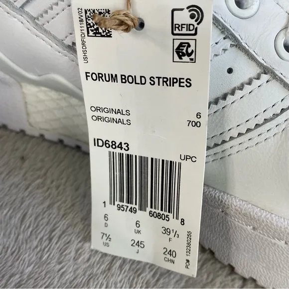 Adidas Forum Bold Stripes Womens Platform Sneakers Shoes 7.5 White Leather NEW