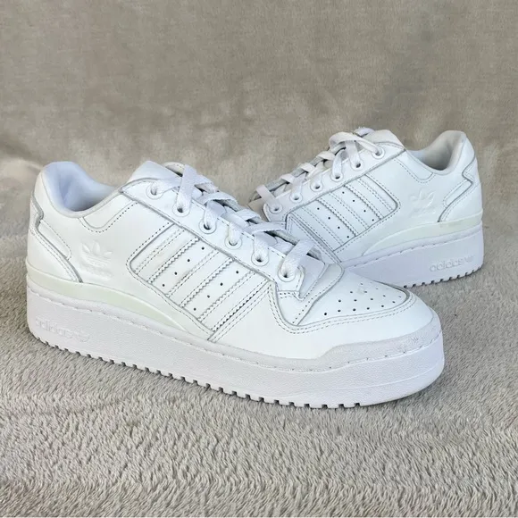 Adidas Forum Bold Stripes Womens Platform Sneakers Shoes 7.5 White Leather NEW
