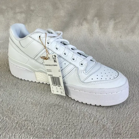Adidas Forum Bold Stripes Womens Platform Sneakers Shoes 7.5 White Leather NEW