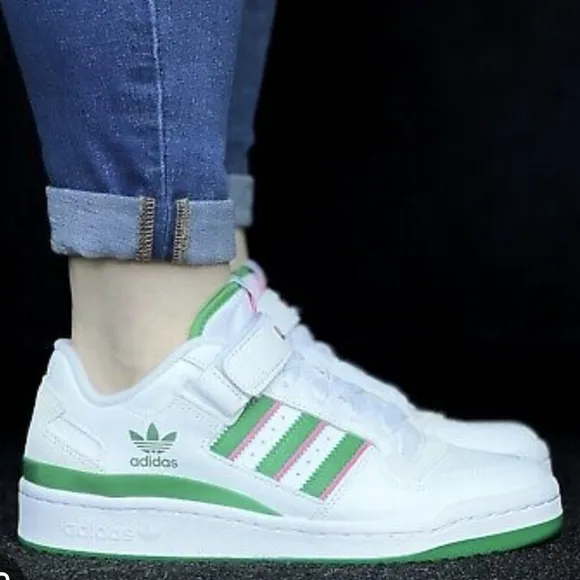 Adidas Forum Low Shoes Women's 7 Men's 5.5 Cloude White/ Green/ Lucid Pink