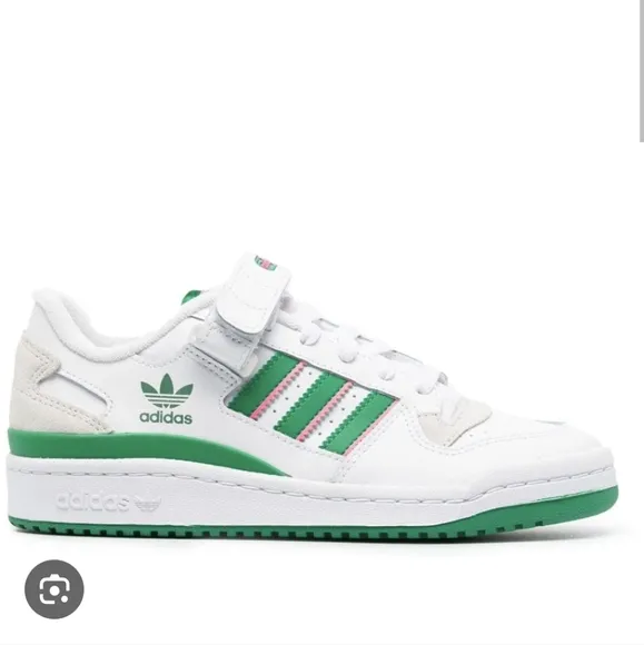 Adidas Forum Low Shoes Women's 7 Men's 5.5 Cloude White/ Green/ Lucid Pink