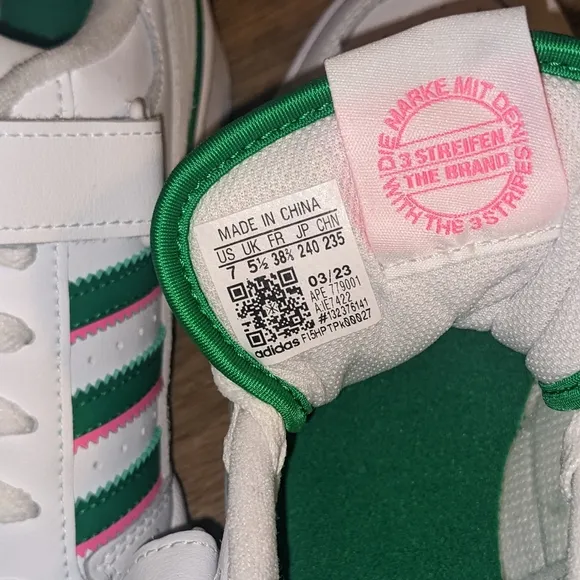 Adidas Forum Low Shoes Women's 7 Men's 5.5 Cloude White/ Green/ Lucid Pink