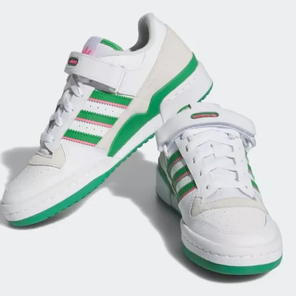 Adidas Forum Low Shoes Women's 7 Men's 5.5 Cloude White/ Green/ Lucid Pink