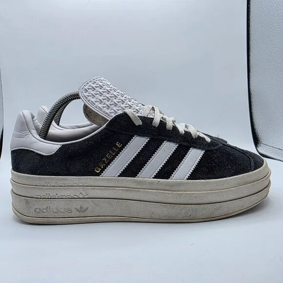 Adidas Gazelle Bold Womens Size 9.5 Black White Platform Sneakers Shoes HQ6912