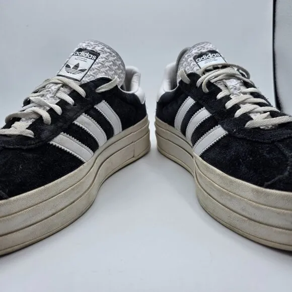 Adidas Gazelle Bold Womens Size 9.5 Black White Platform Sneakers Shoes HQ6912