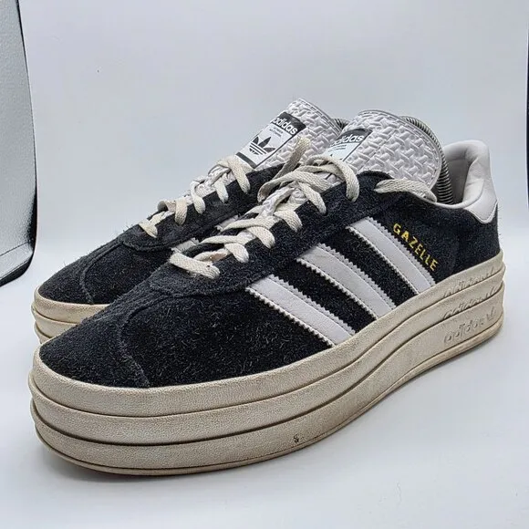 Adidas Gazelle Bold Womens Size 9.5 Black White Platform Sneakers Shoes HQ6912
