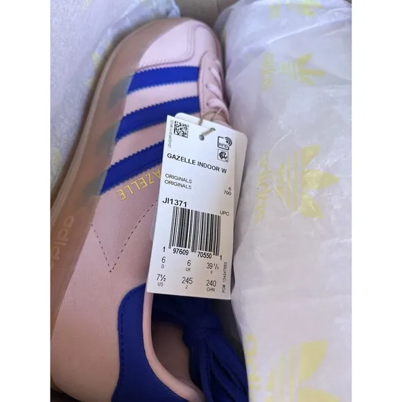 Adidas Gazelle Indoor Clear Pink/Lucid Blue Women's Size 7.5 JI1371