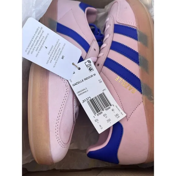 Adidas Gazelle Indoor Clear Pink/Lucid Blue Women's Size 8 JI1371