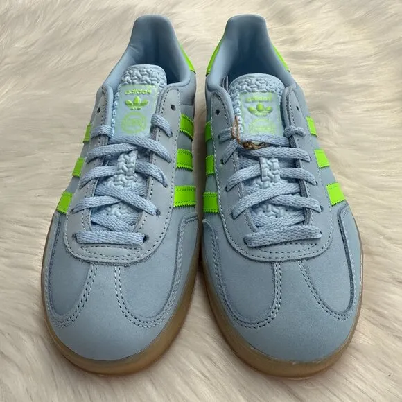 Adidas Gazelle Indoor Clear Sky Solar Green Womens Shoes JI1372 NEW Multi Sz
