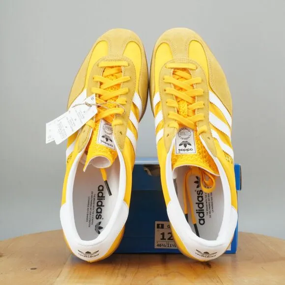 Adidas Gazelle Indoor Mens Size 12 Shoes Crew Yellow White Low Top Sneakers NEW