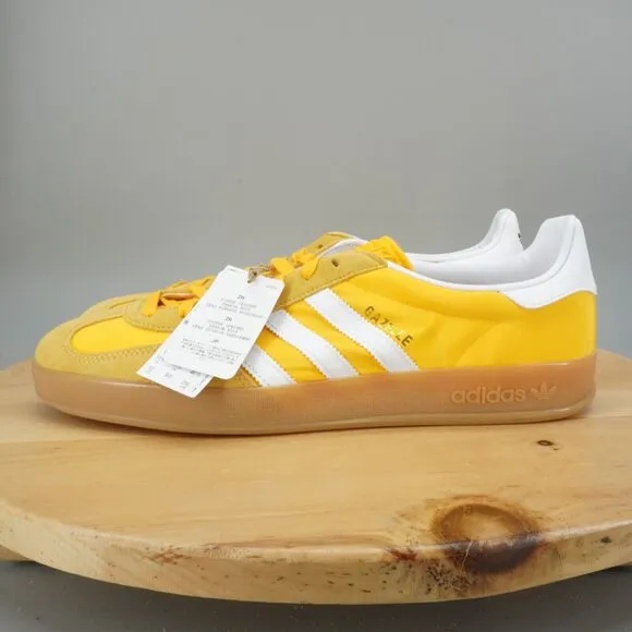 Adidas Gazelle Indoor Mens Size 12 Shoes Crew Yellow White Low Top Sneakers NEW