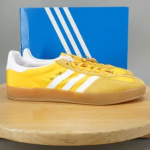 Adidas Gazelle Indoor Mens Size 12 Shoes Crew Yellow White Low Top Sneakers NEW