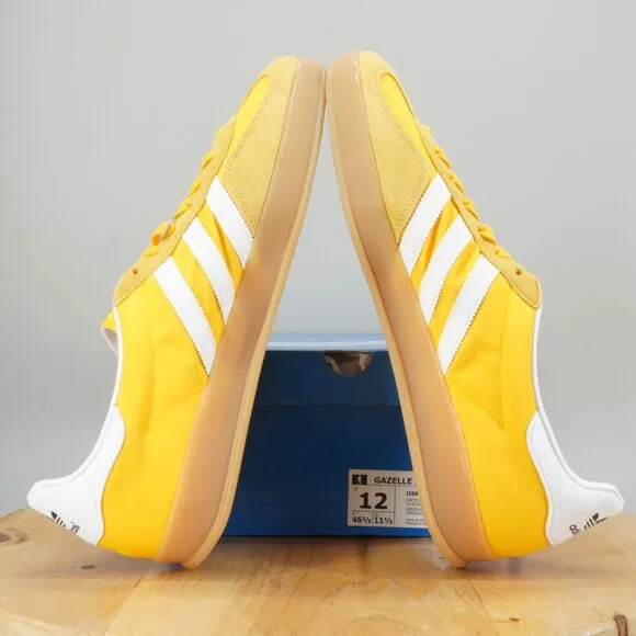 Adidas Gazelle Indoor Mens Size 12 Shoes Crew Yellow White Low Top Sneakers NEW