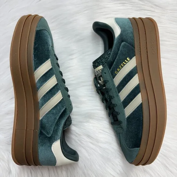 Adidas Gazelle Low Velvet Womens Shoes Green IG4391 NEW Multi Sz