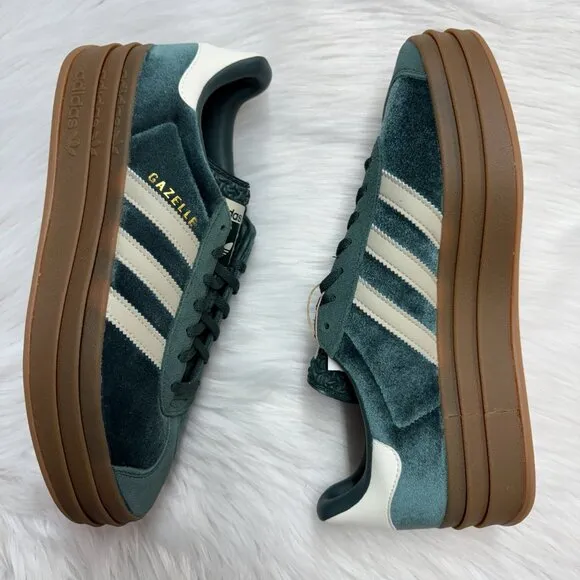 Adidas Gazelle Low Velvet Womens Shoes Green IG4391 NEW Multi Sz