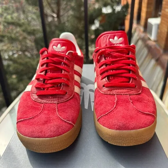 Adidas Gazelle Sneaker Shoes in Suede Red White Gum