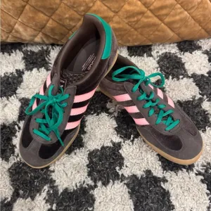 Adidas Gazelles in brown green &amp;Pink-Worn only a few hours-I bought wrong size!
