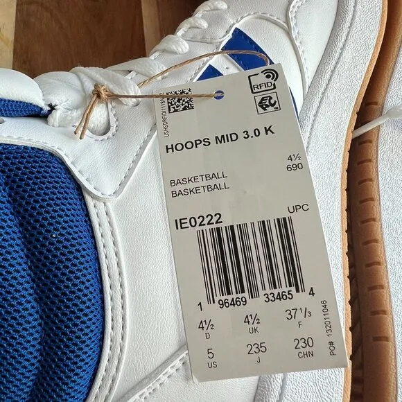 Adidas Hoops Mid 3.0 Kids' Lifestyle Basketball Shoes  Boy's Size 5 White
