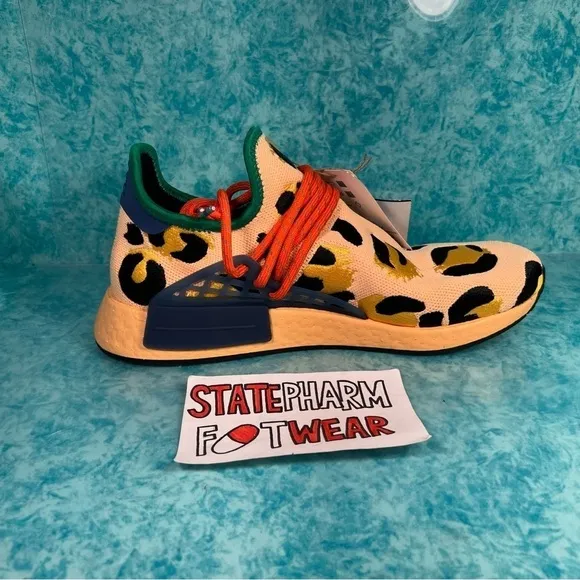 Adidas HU NMD  Pharrell Yellow Animal Print Men's Low Top  Cushioned Shoes Size