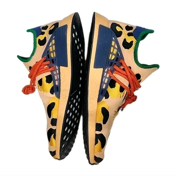 Adidas HU PHARRELL NMD Sneakers Yellow Black Leopard Cheetah Shoes Mens Size 14