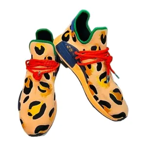 Adidas HU PHARRELL NMD Sneakers Yellow Black Leopard Cheetah Shoes Mens Size 14