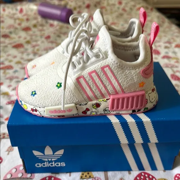 Adidas Kids' Hello Kitty NMD_R1 EL I Shoes - White and Pink