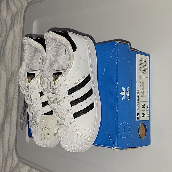 Adidas Kids Superstar White and Black Shoes