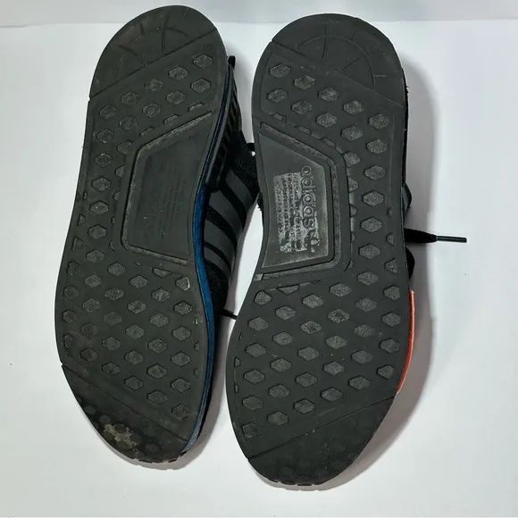 Adidas Men's Black Sneakers with Orange and Blue Accents