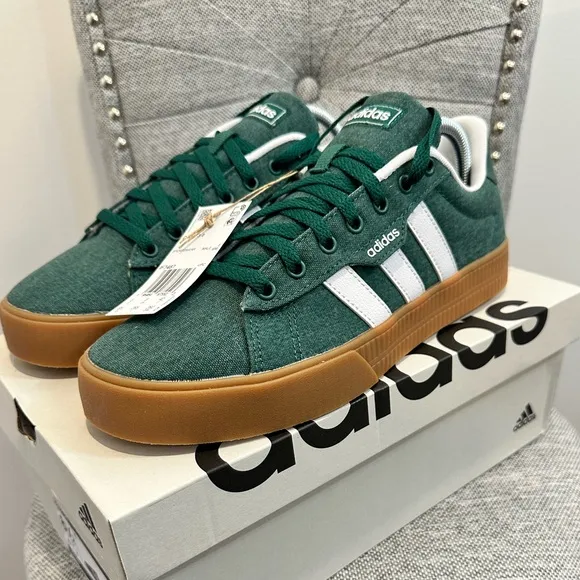 Adidas Men’s Daily 3.0 “Collegiate Green Gum” Low Top Sneakers, Size 8.5