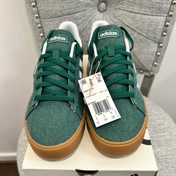 Adidas Men’s Daily 3.0 “Collegiate Green Gum” Low Top Sneakers, Size 8.5