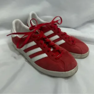Adidas | Men's Gazelle Sneakers Red White Lace Up Shoes Stripes Size 5.5