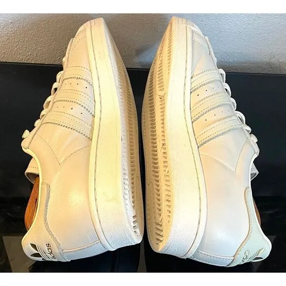 Adidas Men's Grey and White Trainers Leather Sneaker Shoes Size 8.5 Low Top