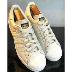 Adidas Men's Grey and White Trainers Leather Sneaker Shoes Size 8.5 Low Top