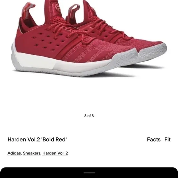 𝅺adidas Men’s Harden Volume 2 Bold Red Shoes Size 9