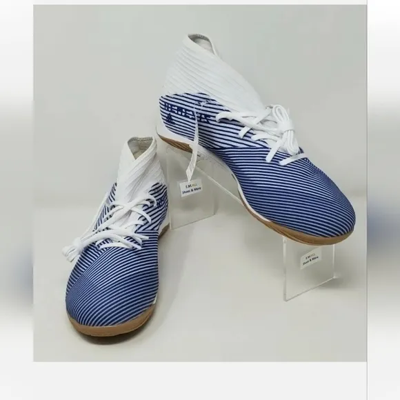 Adidas Men's Nemeziz 19.3 Indoor White Blue Soccer Shoes Size 12 EG7224 New