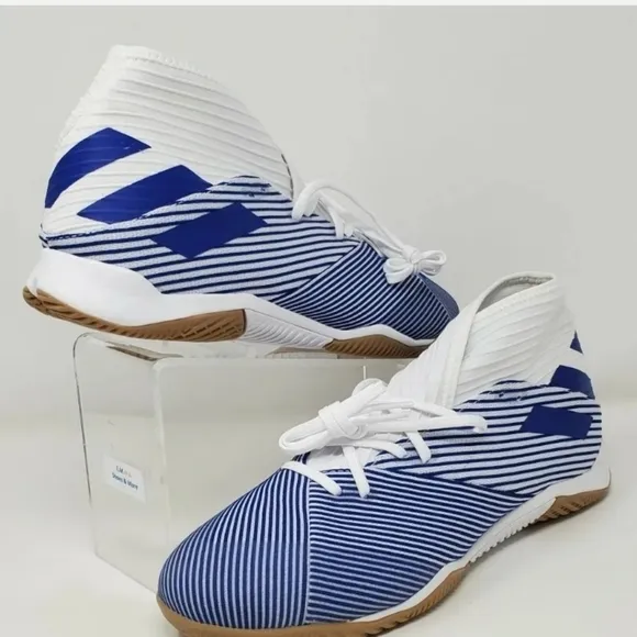 Adidas Men's Nemeziz 19.3 Indoor White Blue Soccer Shoes Size 12 EG7224 New