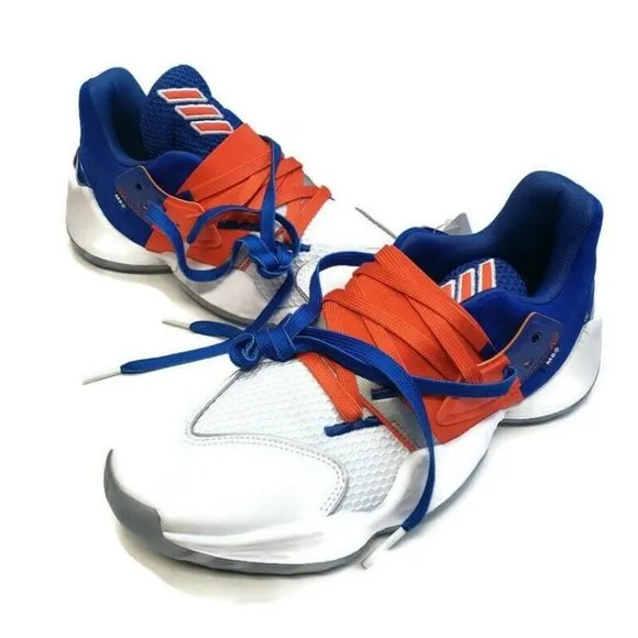Adidas Mens Size 8 Harden Vol. 4 Basketball Shoes FV4227 Blue Active Orange