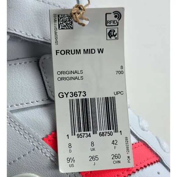 Adidas Originals Forum Mid Womens 9.5 White Turbo Athletic Shoes Sneakers GY3673