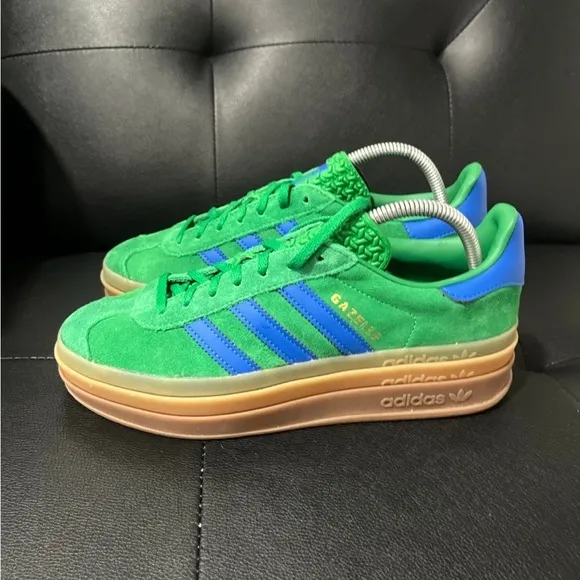 Adidas Originals Gazelle Bold Platform Shoes Womens Green/Blue IE1370