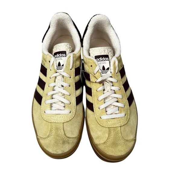 Adidas Originals Gazelle Bold Yellow Maroon White Shoes IF5937 Women's Sz 8 - 10