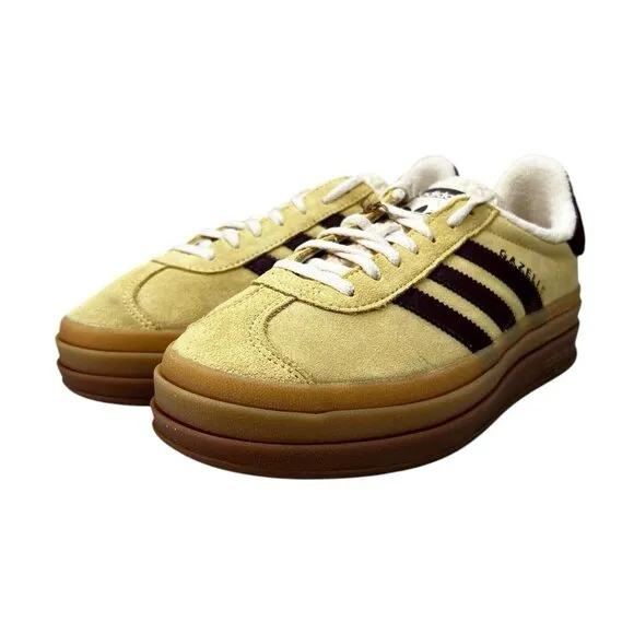 Adidas Originals Gazelle Bold Yellow Maroon White Shoes IF5937 Women's Sz 8 - 10
